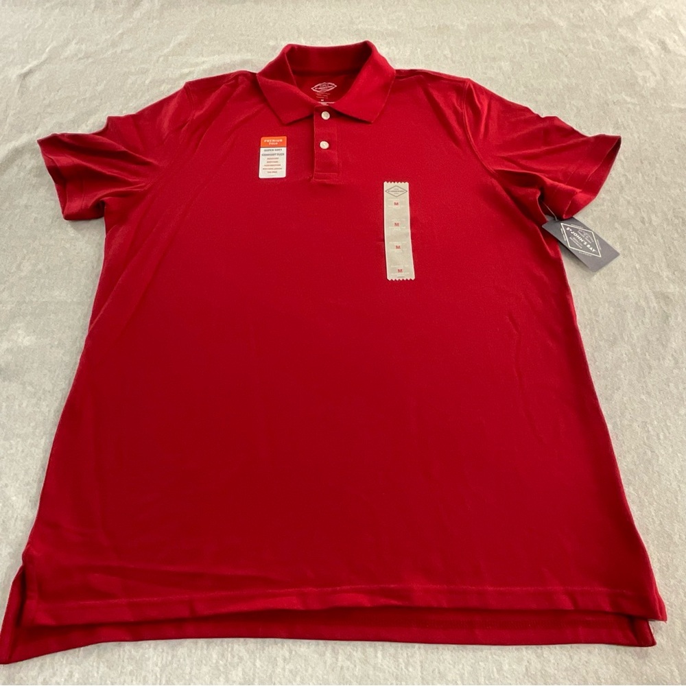 ST JOHN’S BAY COMFORT FLEX CLASSIC FIT MEN’S POLO SHIRT SIZE: MEDIUM COLOR:RED